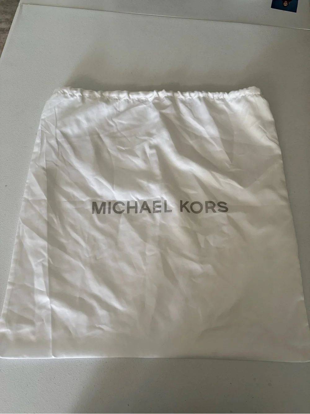 Michael Kors Large White Satin 21x21 Drawstring Dust Bag Purse Shoes Storage